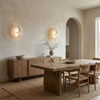 Petra Wall Sconce, Genuine Alabaster Shade, Gold Finish, Integrated LED