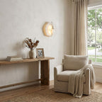 Petra Wall Sconce, Genuine Alabaster Shade, Gold Finish, Integrated LED
