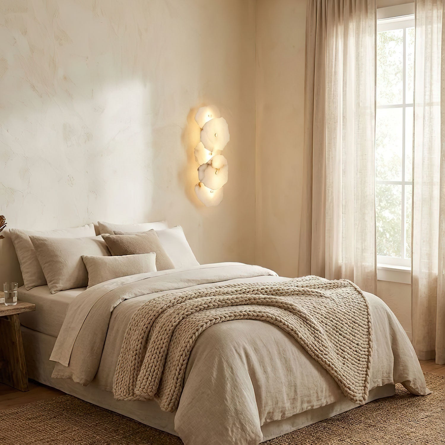 Petra Wall Sconce, Genuine Alabaster Shade, Gold Finish, Integrated LED