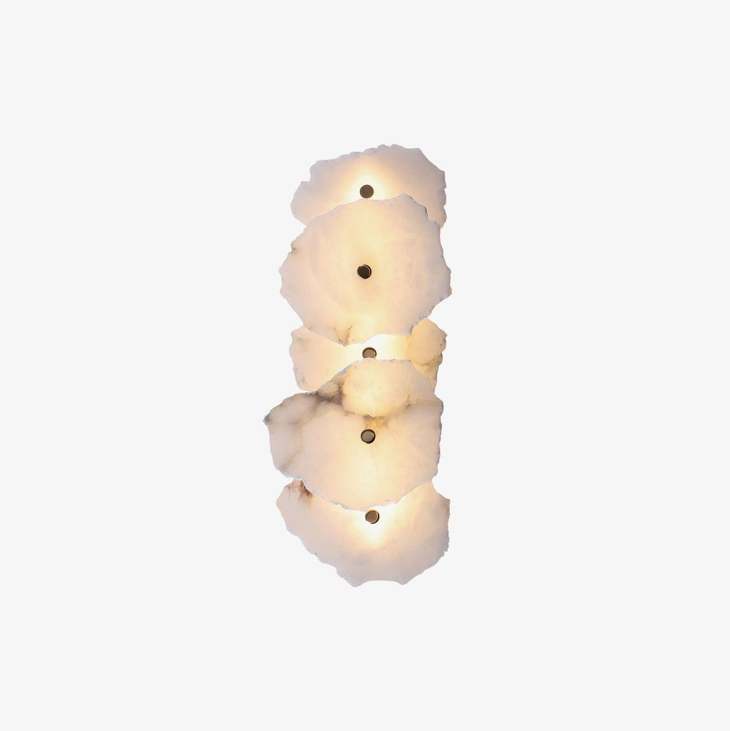 Petra Wall Sconce, Genuine Alabaster Shade, Gold Finish, Integrated LED