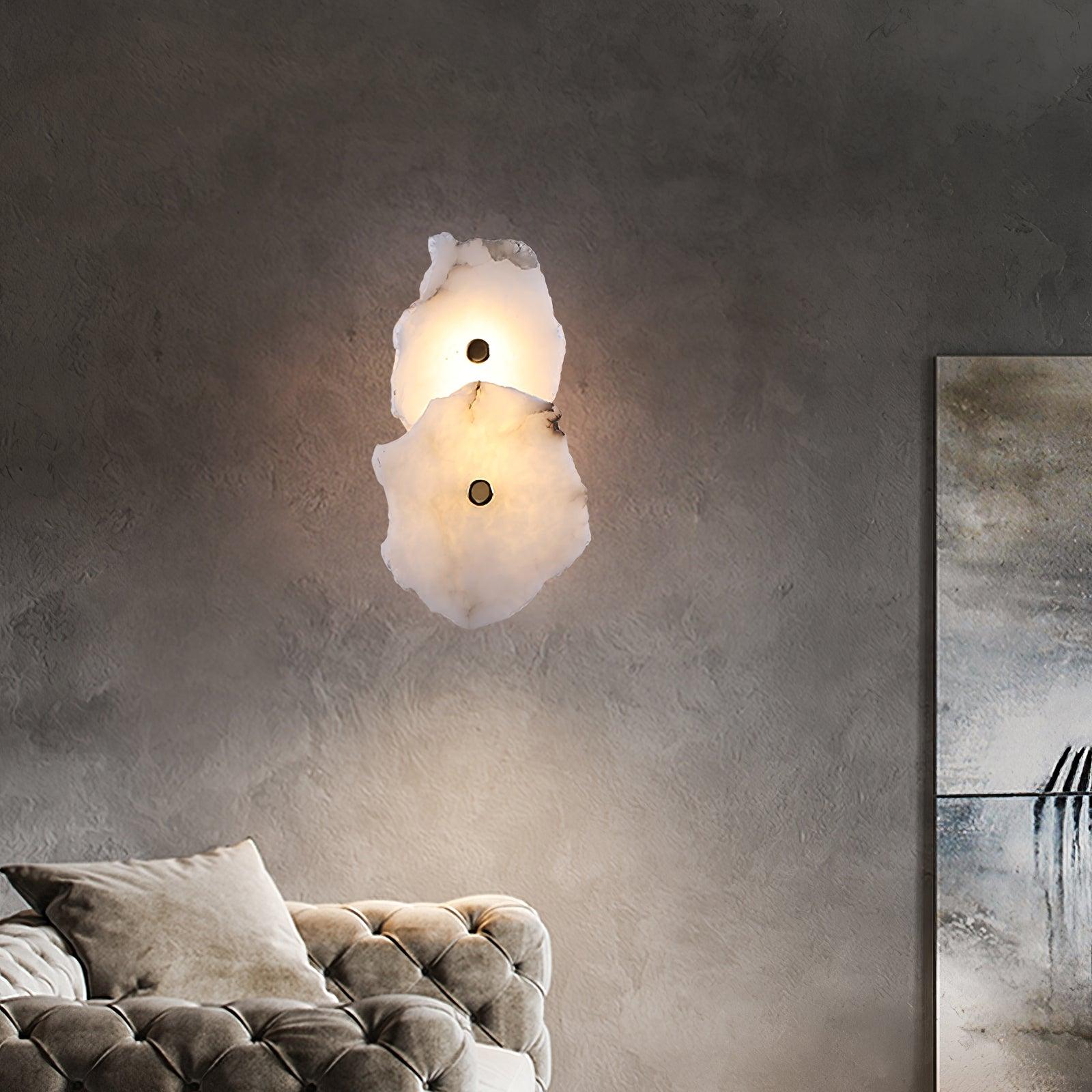Petra Wall Sconce, Genuine Alabaster Shade, Gold Finish, Integrated LED