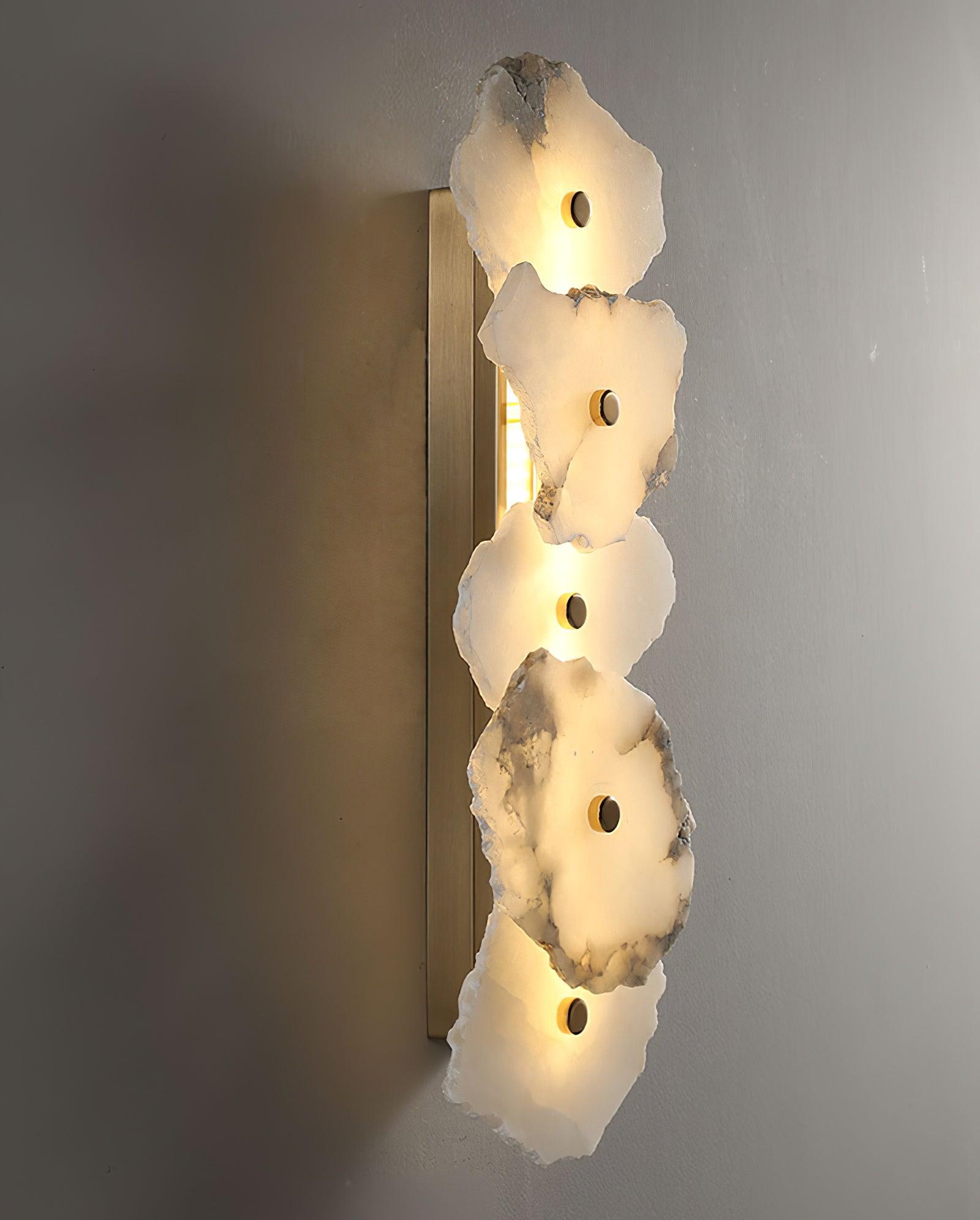 Petra Wall Sconce, Genuine Alabaster Shade, Gold Finish, Integrated LED