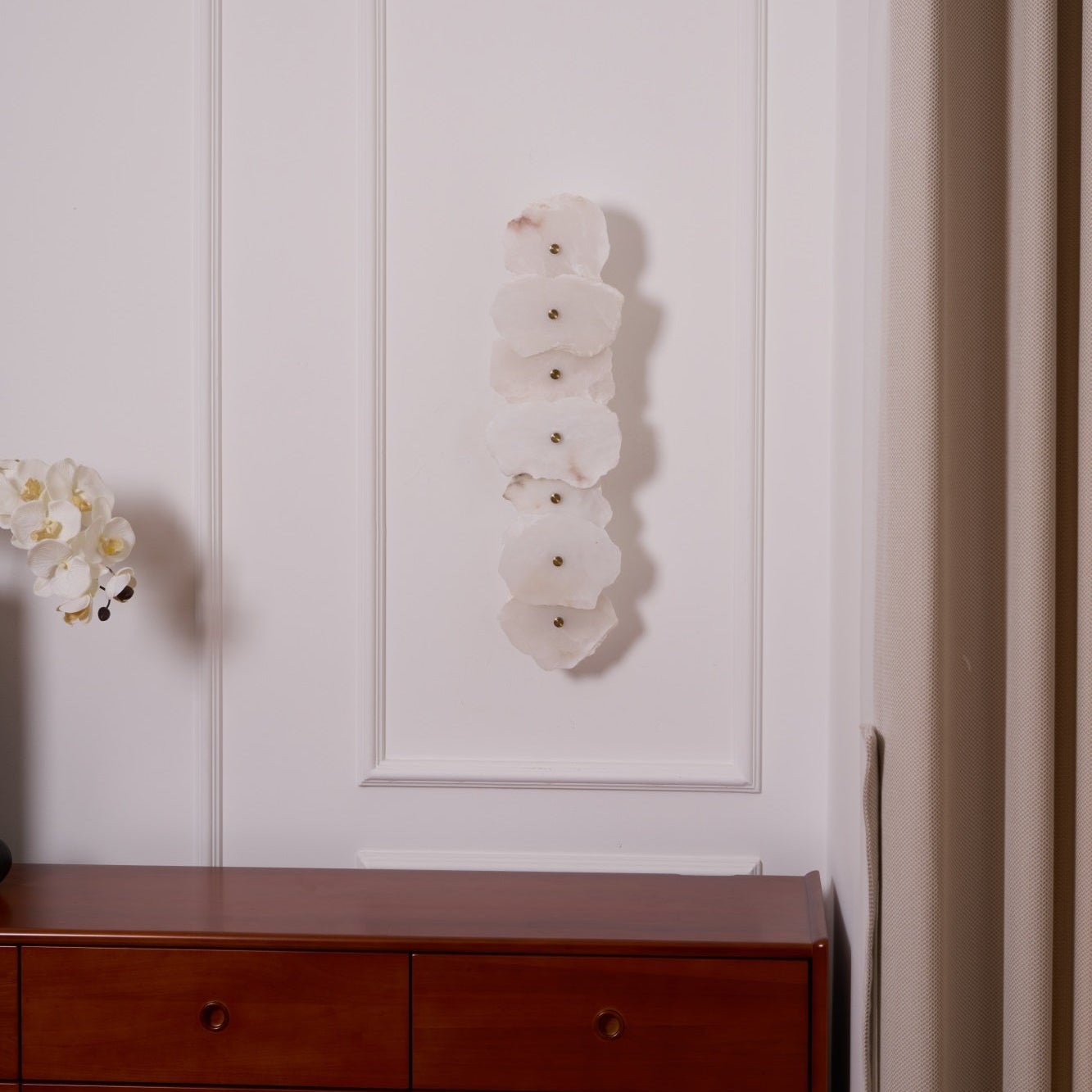 Petra Wall Sconce, Genuine Alabaster Shade, Gold Finish, Integrated LED