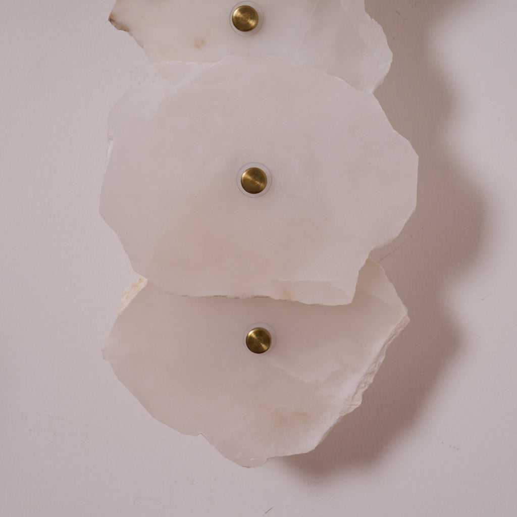 Petra Wall Sconce, Genuine Alabaster Shade, Gold Finish, Integrated LED