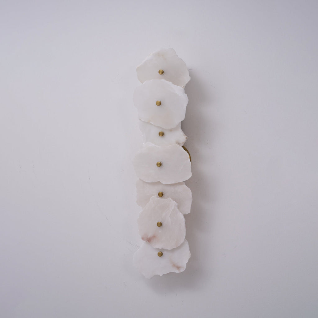 Petra Wall Sconce, Genuine Alabaster Shade, Gold Finish, Integrated LED