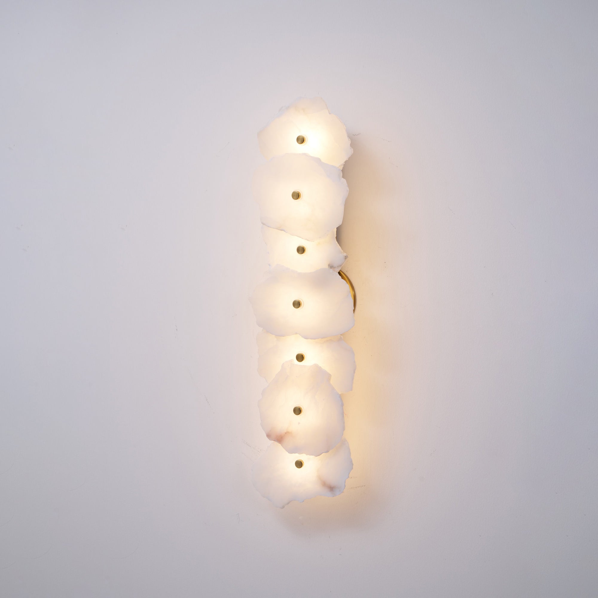 Petra Wall Sconce, Genuine Alabaster Shade, Gold Finish, Integrated LED