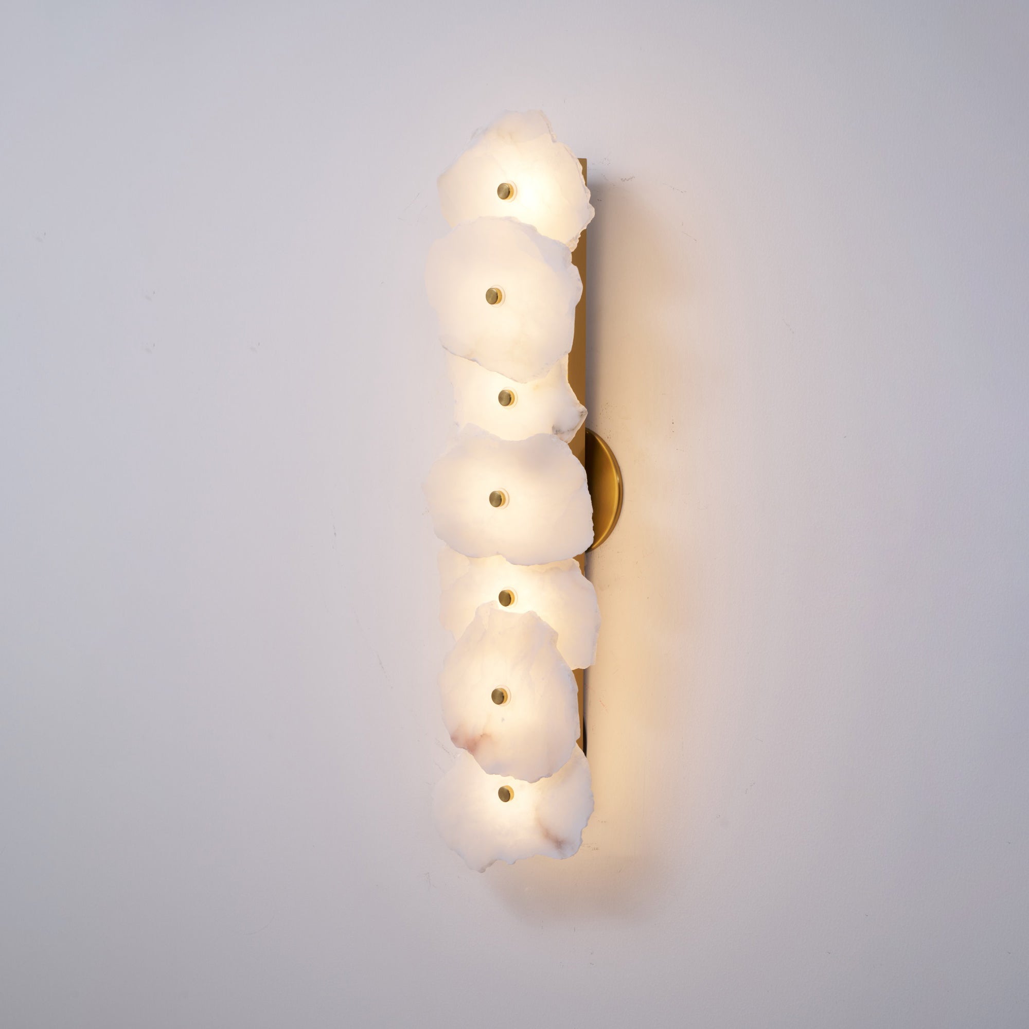 Petra Wall Sconce, Genuine Alabaster Shade, Gold Finish, Integrated LED