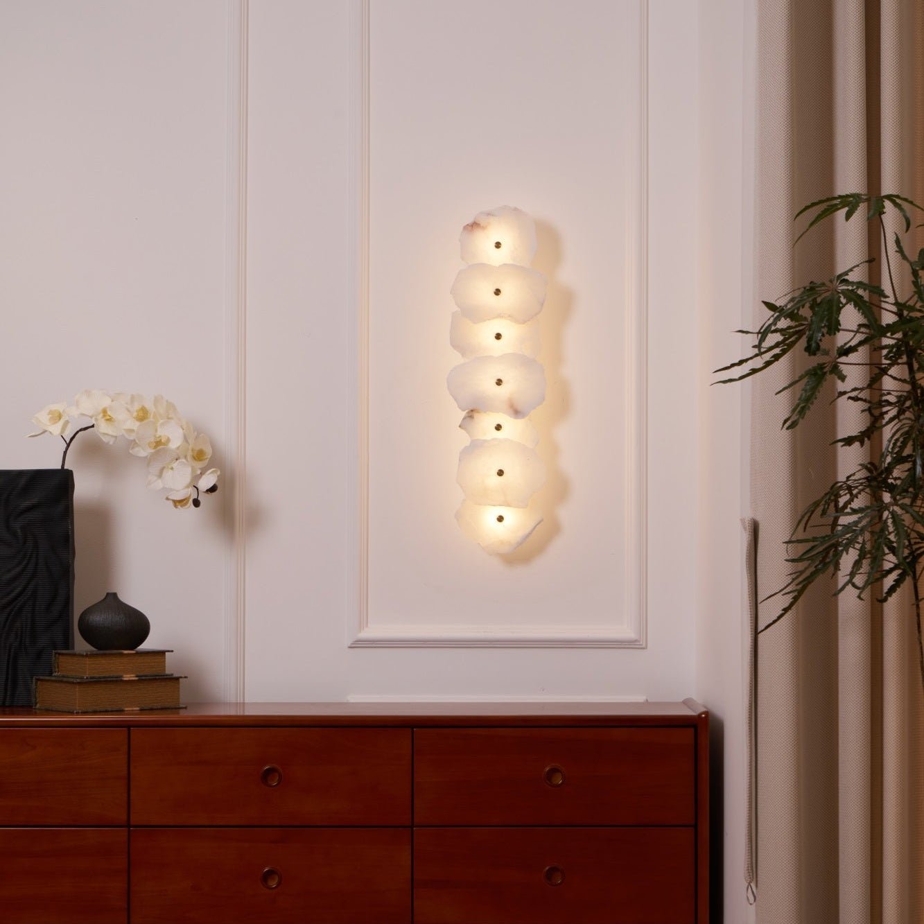 Petra Wall Sconce, Genuine Alabaster Shade, Gold Finish, Integrated LED