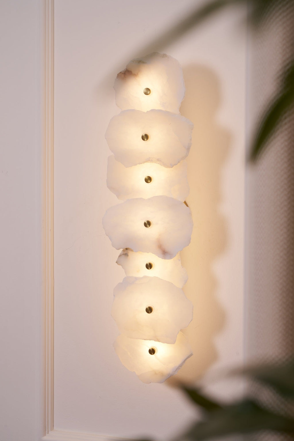 Petra Wall Sconce, Genuine Alabaster Shade, Gold Finish, Integrated LED