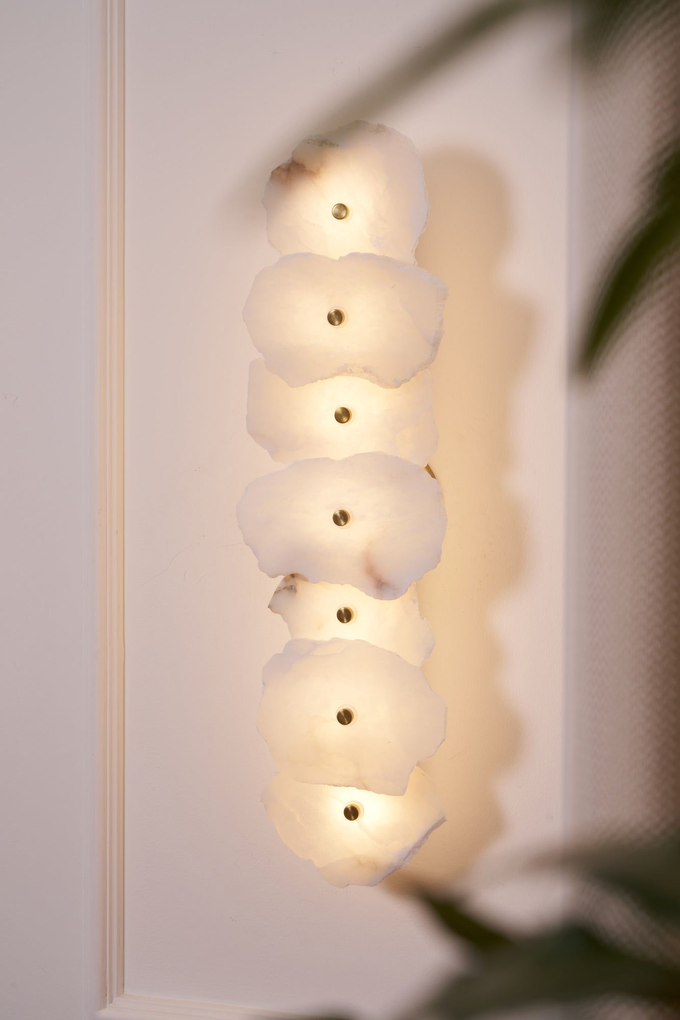 Petra Wall Sconce, Genuine Alabaster Shade, Gold Finish, Integrated LED