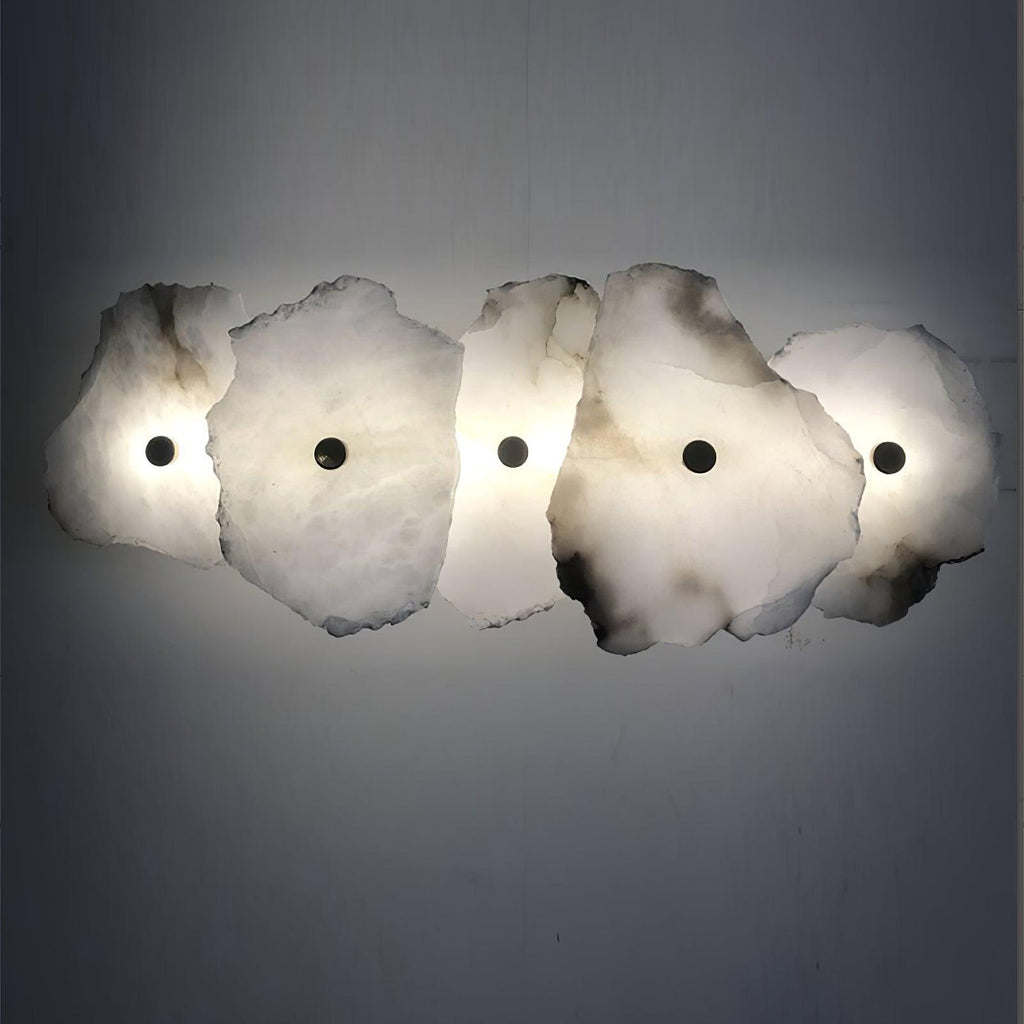 Petra Wall Sconce, Genuine Alabaster Shade, Gold Finish, Integrated LED