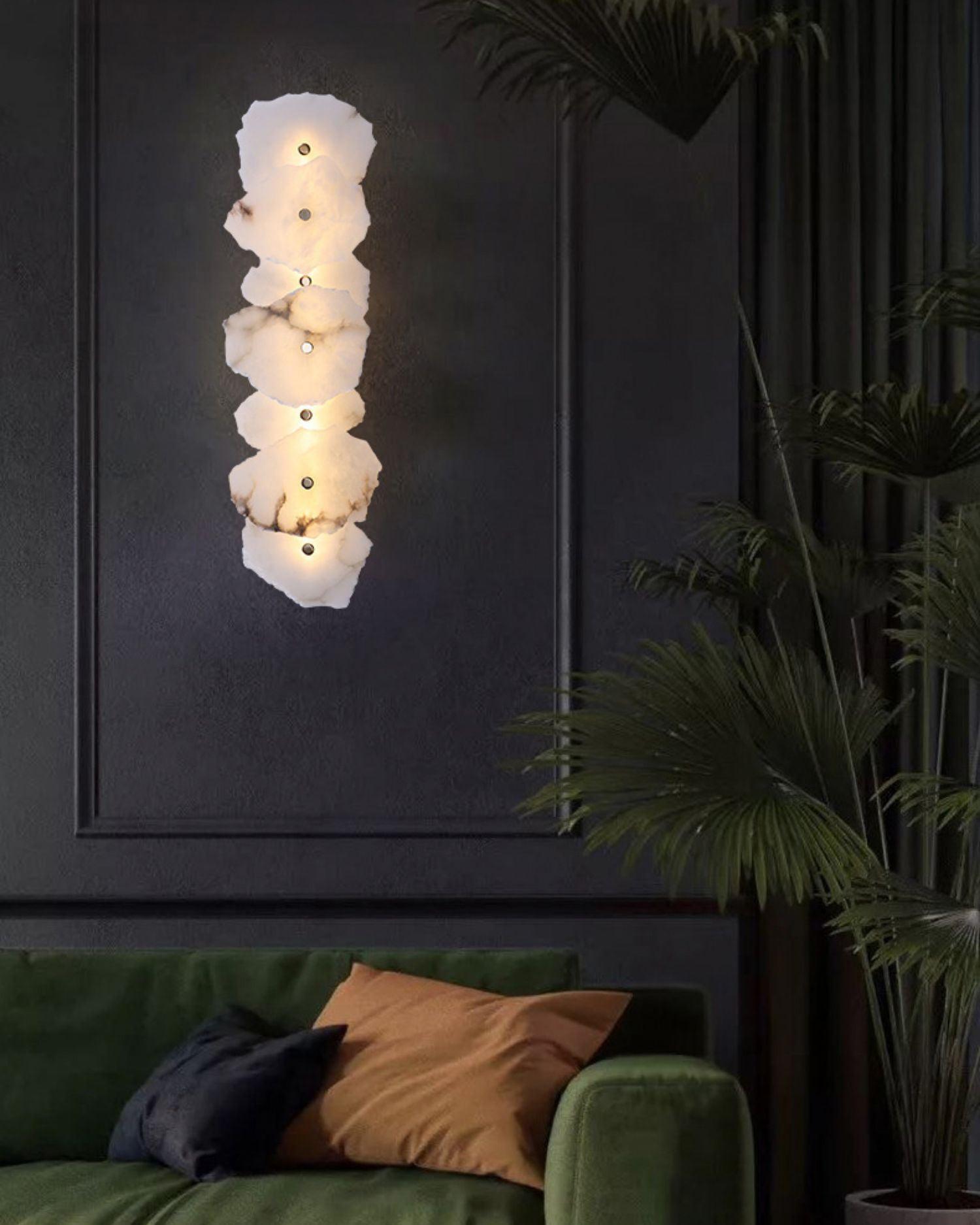 Petra Wall Sconce, Genuine Alabaster Shade, Gold Finish, Integrated LED