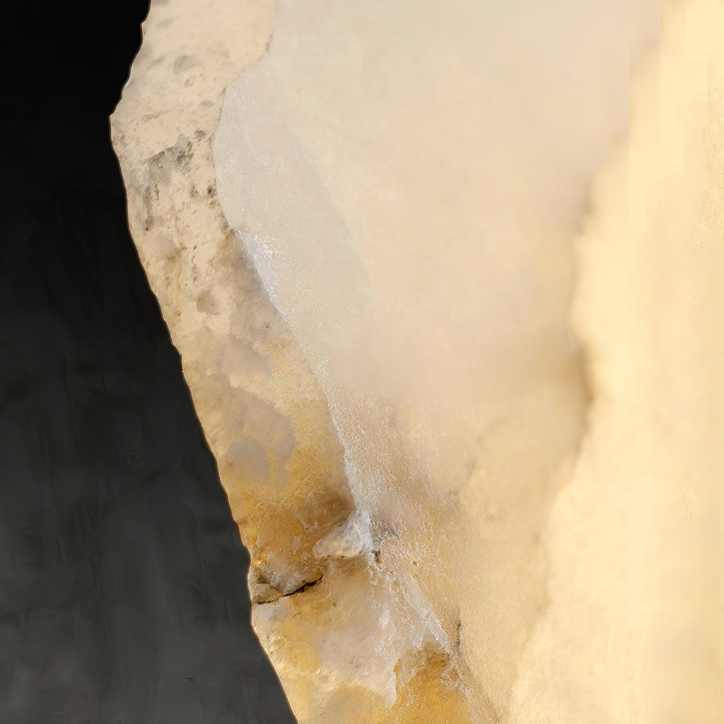Petra Wall Sconce, Genuine Alabaster Shade, Gold Finish, Integrated LED
