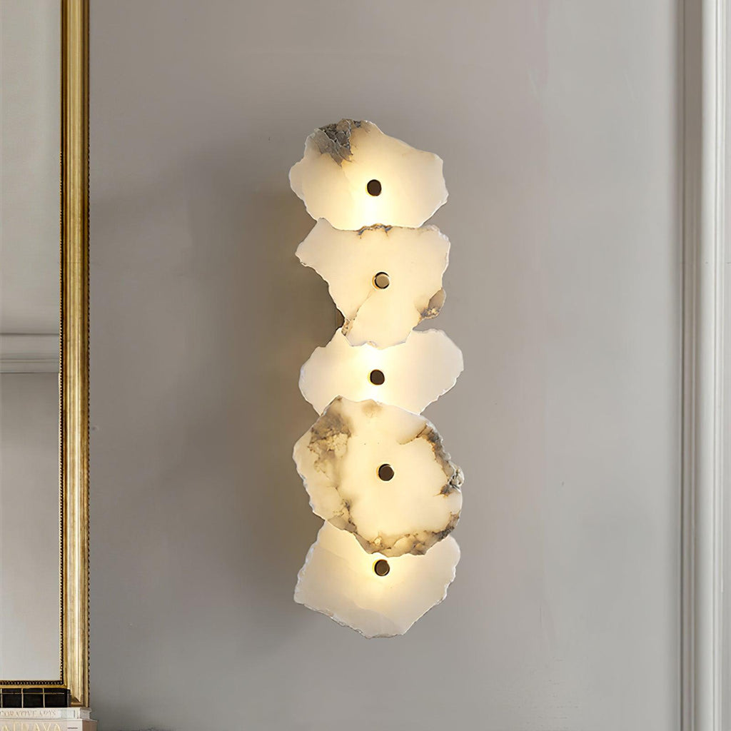 Petra Wall Sconce, Genuine Alabaster Shade, Gold Finish, Integrated LED