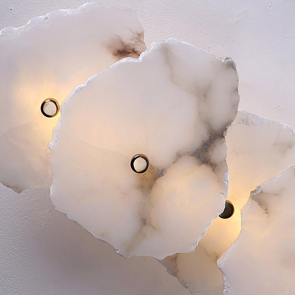 Petra Wall Sconce, Genuine Alabaster Shade, Gold Finish, Integrated LED