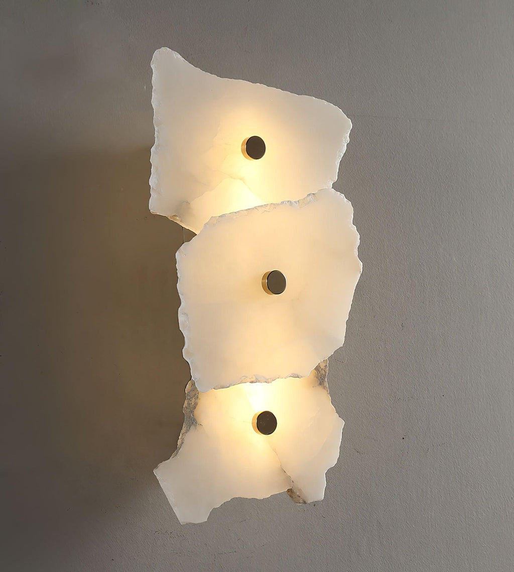Petra Wall Sconce, Genuine Alabaster Shade, Gold Finish, Integrated LED
