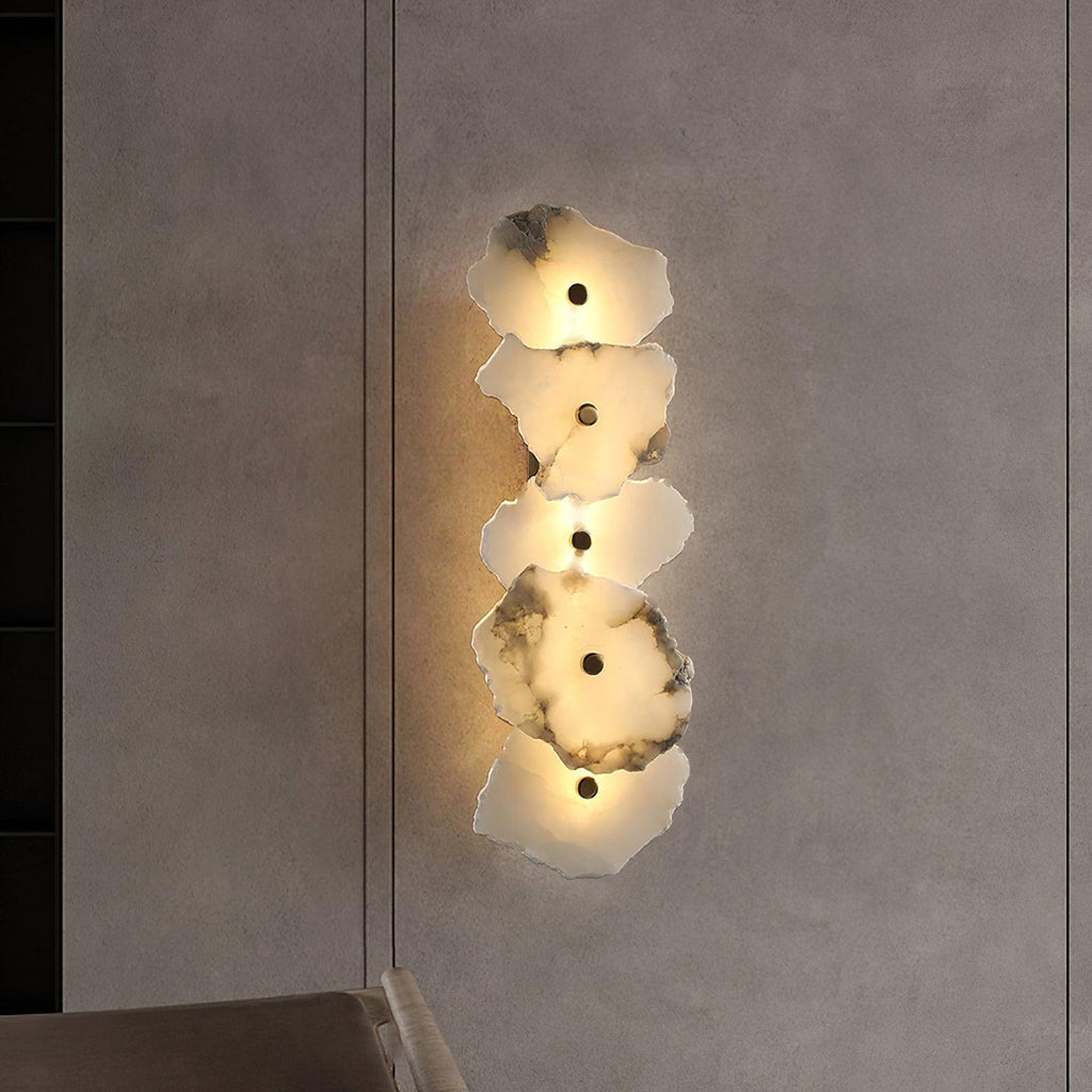 Petra Wall Sconce, Genuine Alabaster Shade, Gold Finish, Integrated LED
