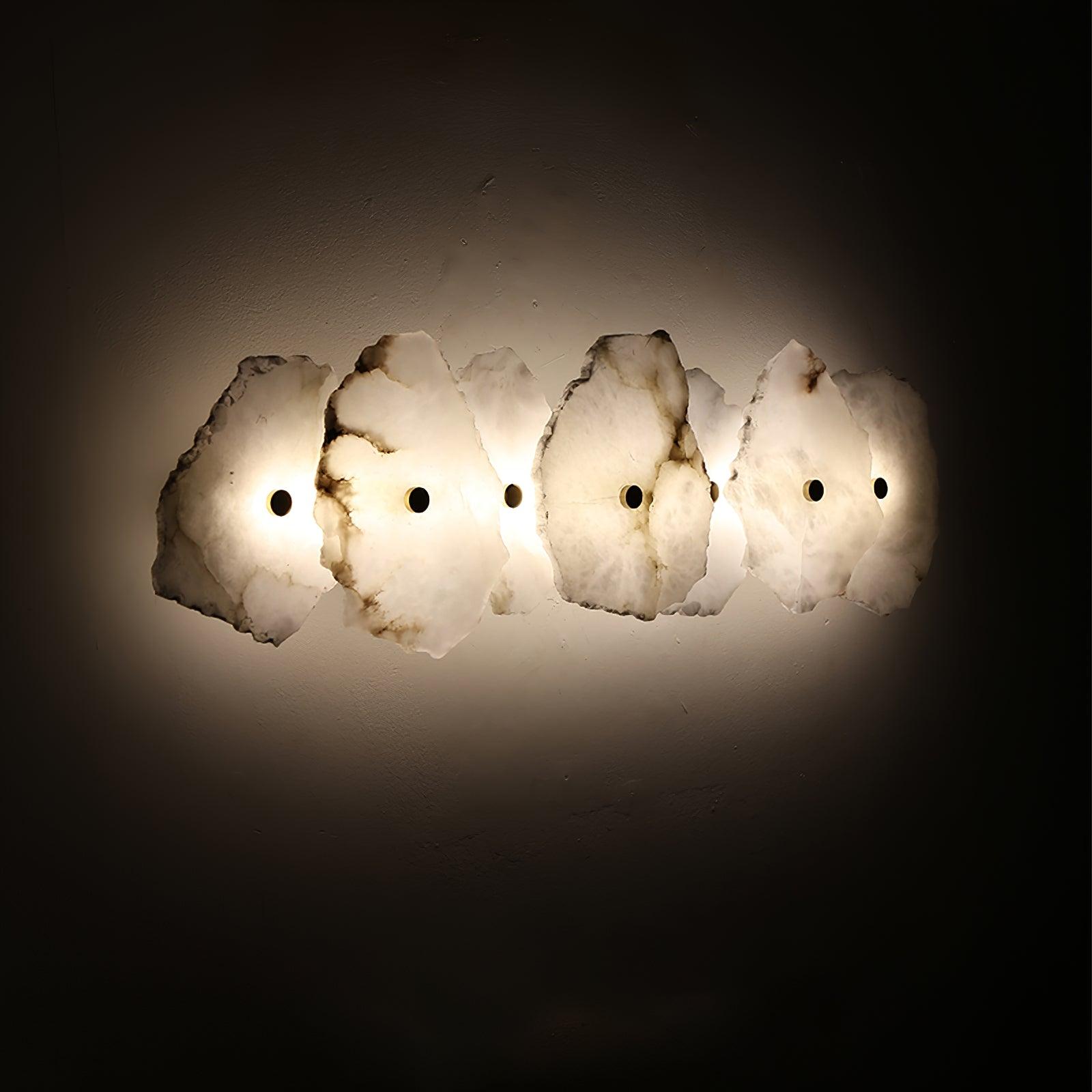 Petra Wall Sconce, Genuine Alabaster Shade, Gold Finish, Integrated LED