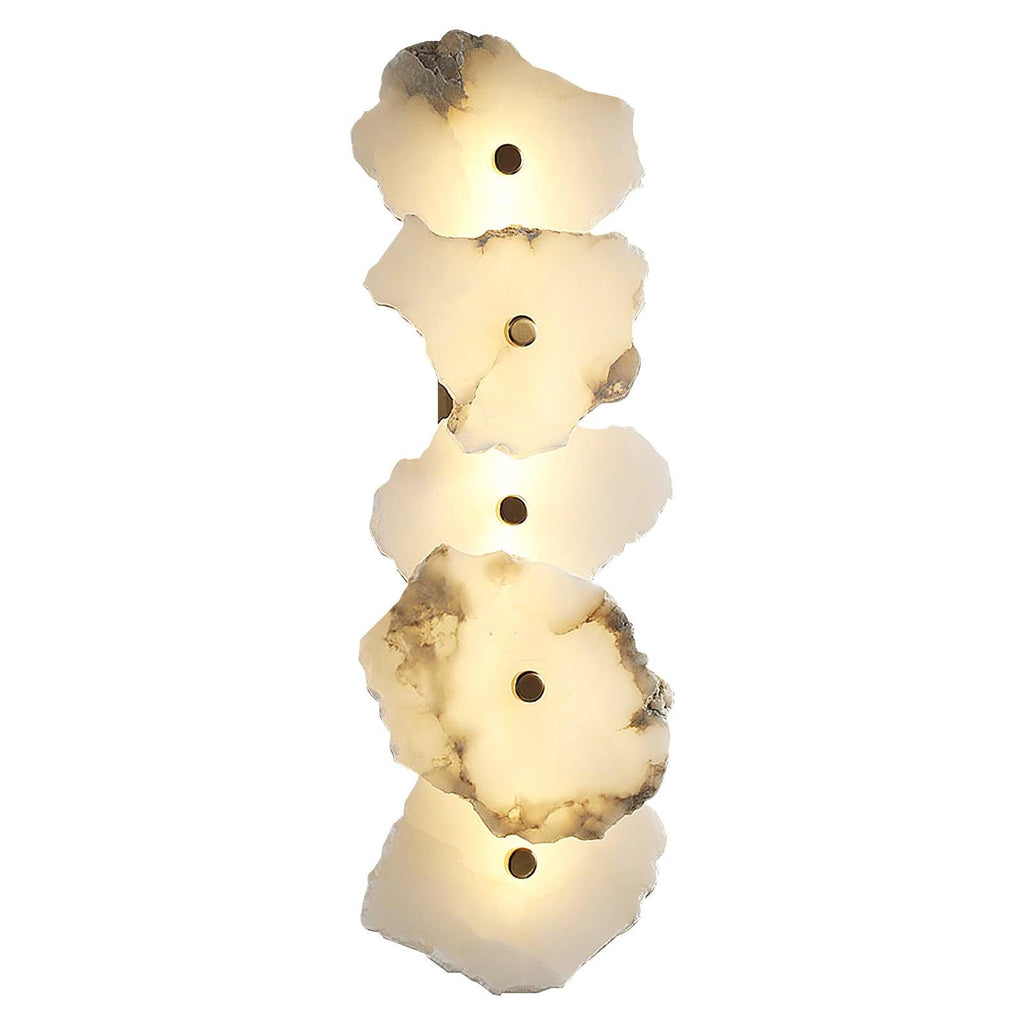 Petra Wall Sconce, Genuine Alabaster Shade, Gold Finish, Integrated LED