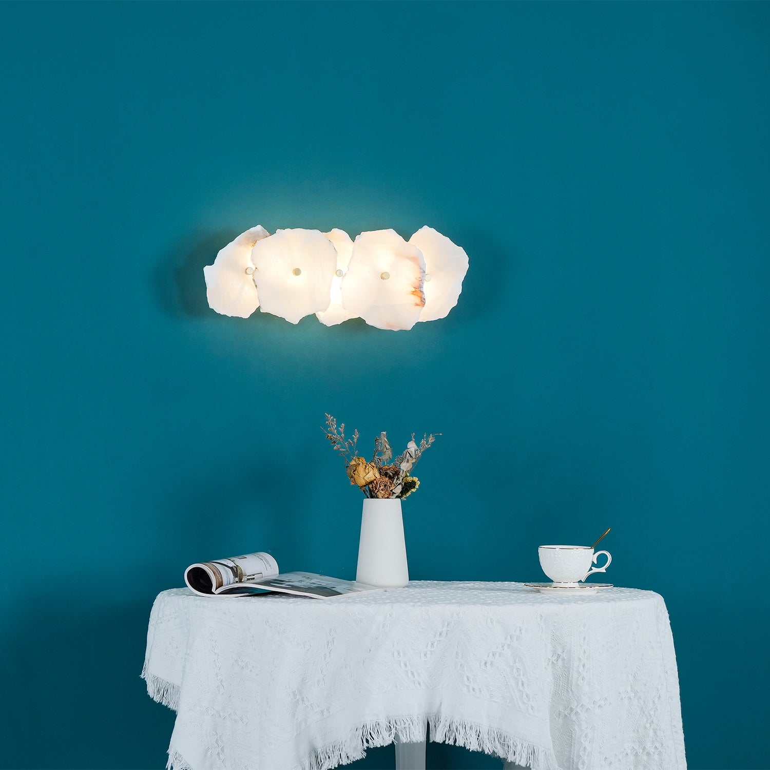 Petra Wall Sconce, Genuine Alabaster Shade, Gold Finish, Integrated LED