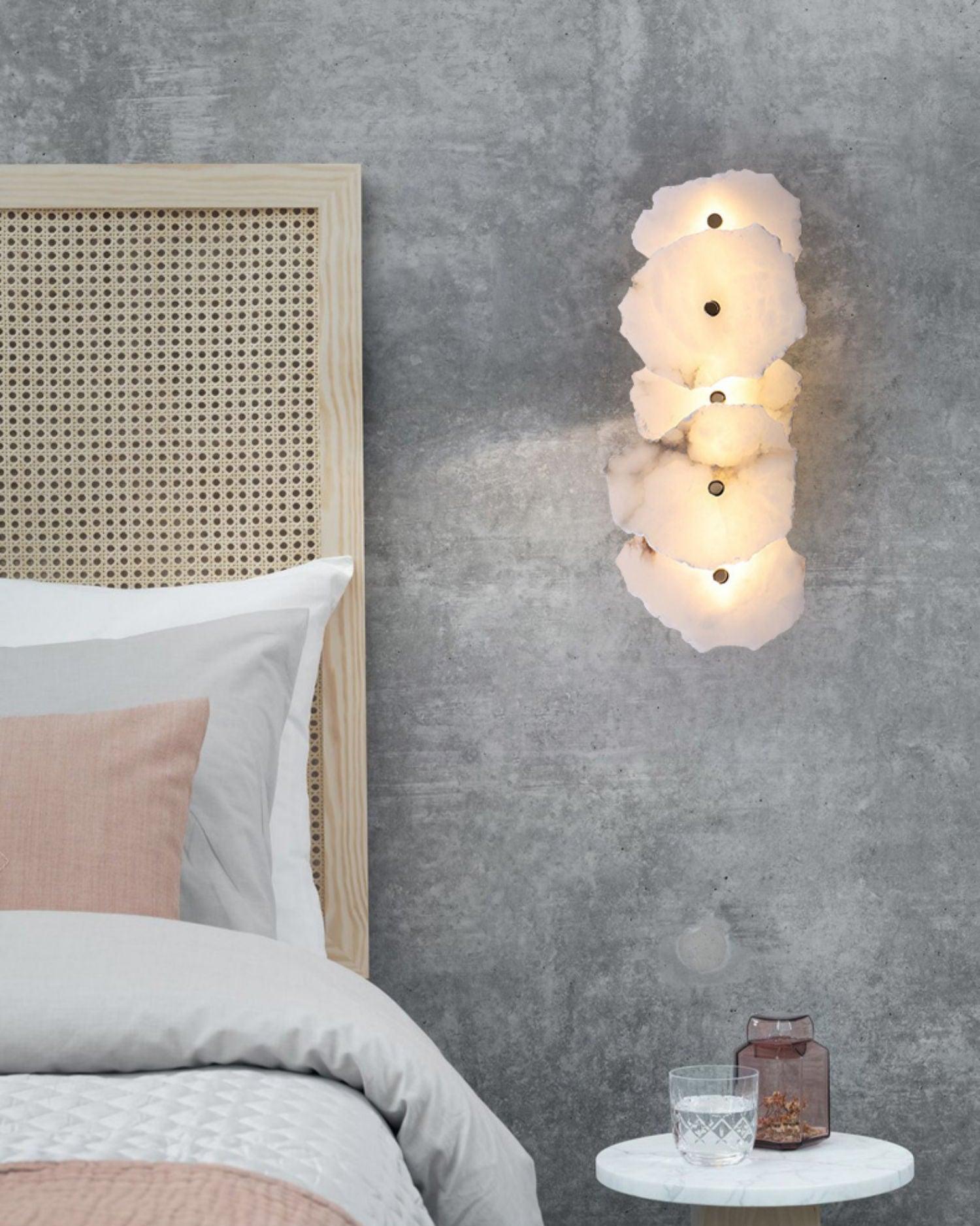 Petra Wall Sconce, Genuine Alabaster Shade, Gold Finish, Integrated LED