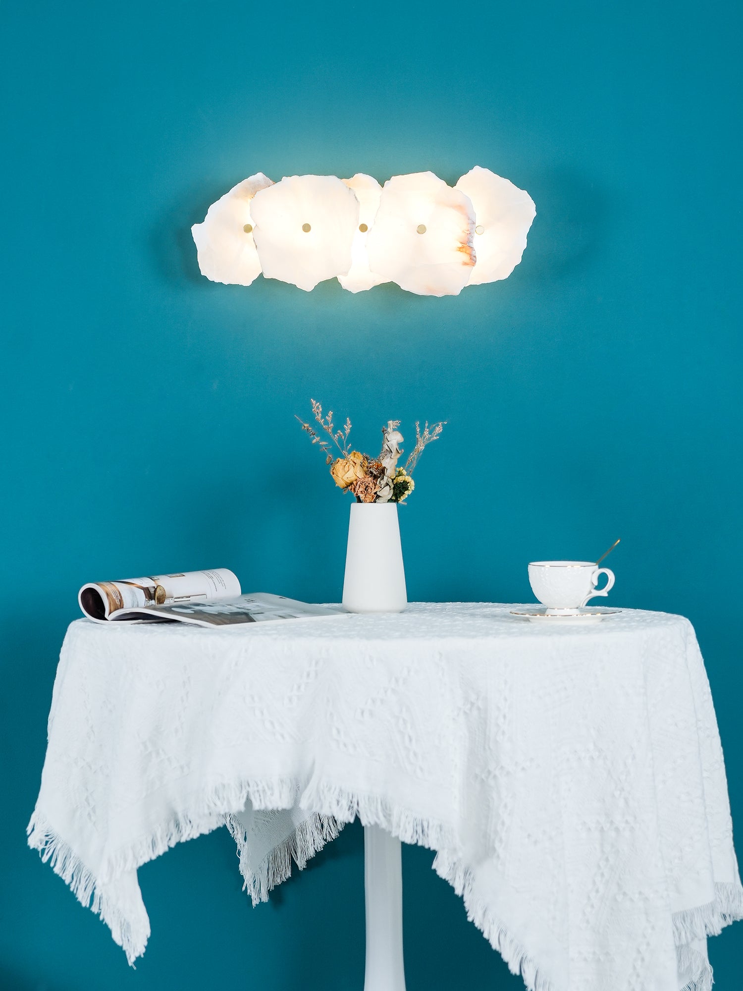 Petra Wall Sconce, Genuine Alabaster Shade, Gold Finish, Integrated LED