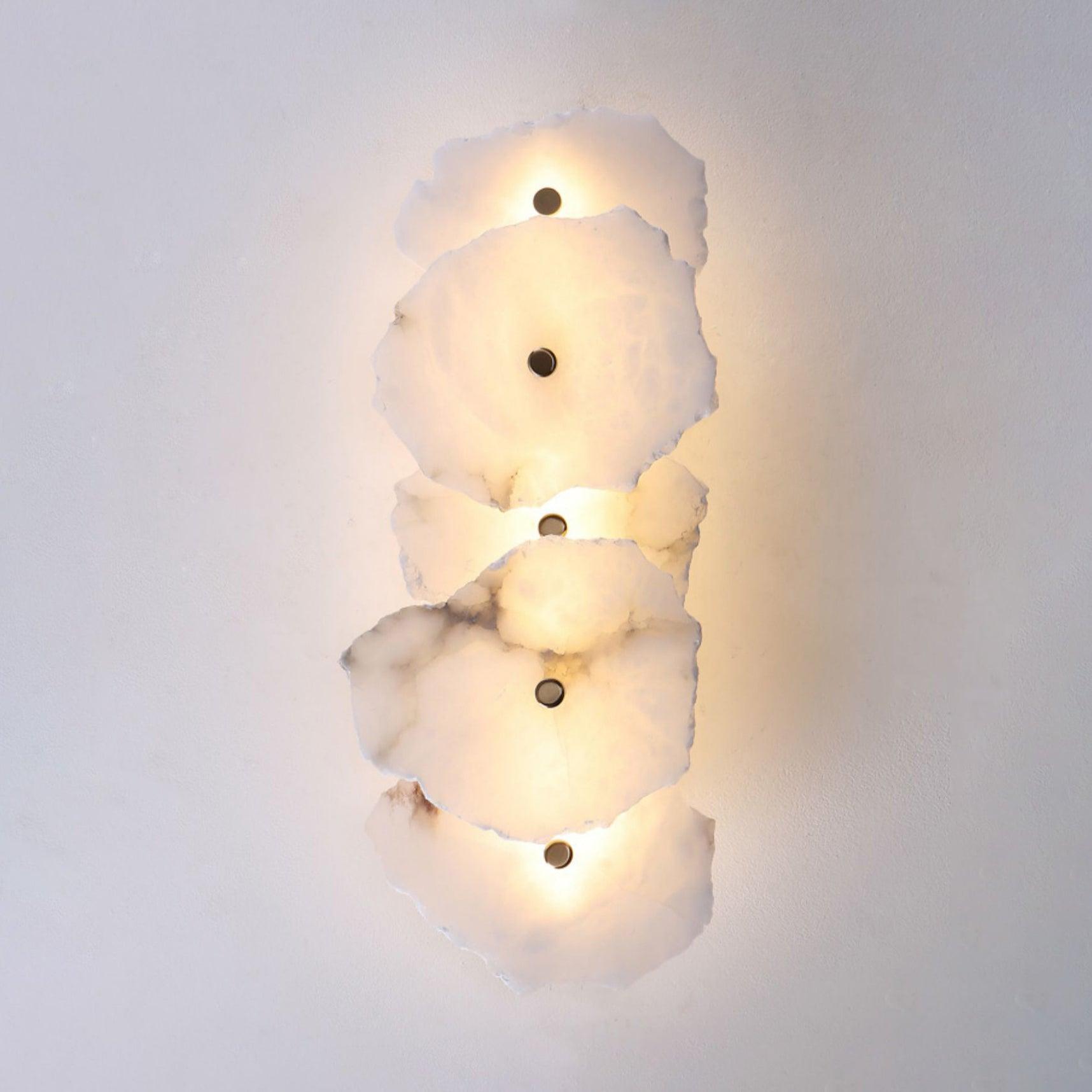 Petra Wall Sconce, Genuine Alabaster Shade, Gold Finish, Integrated LED