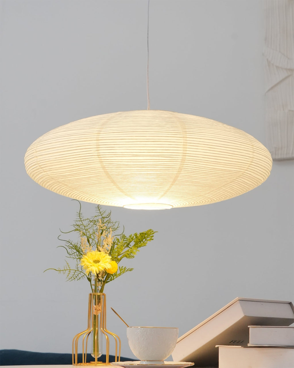 Washi Paper Swag Pendant Light, Mulberry Shade, E26/E27, Plug-In