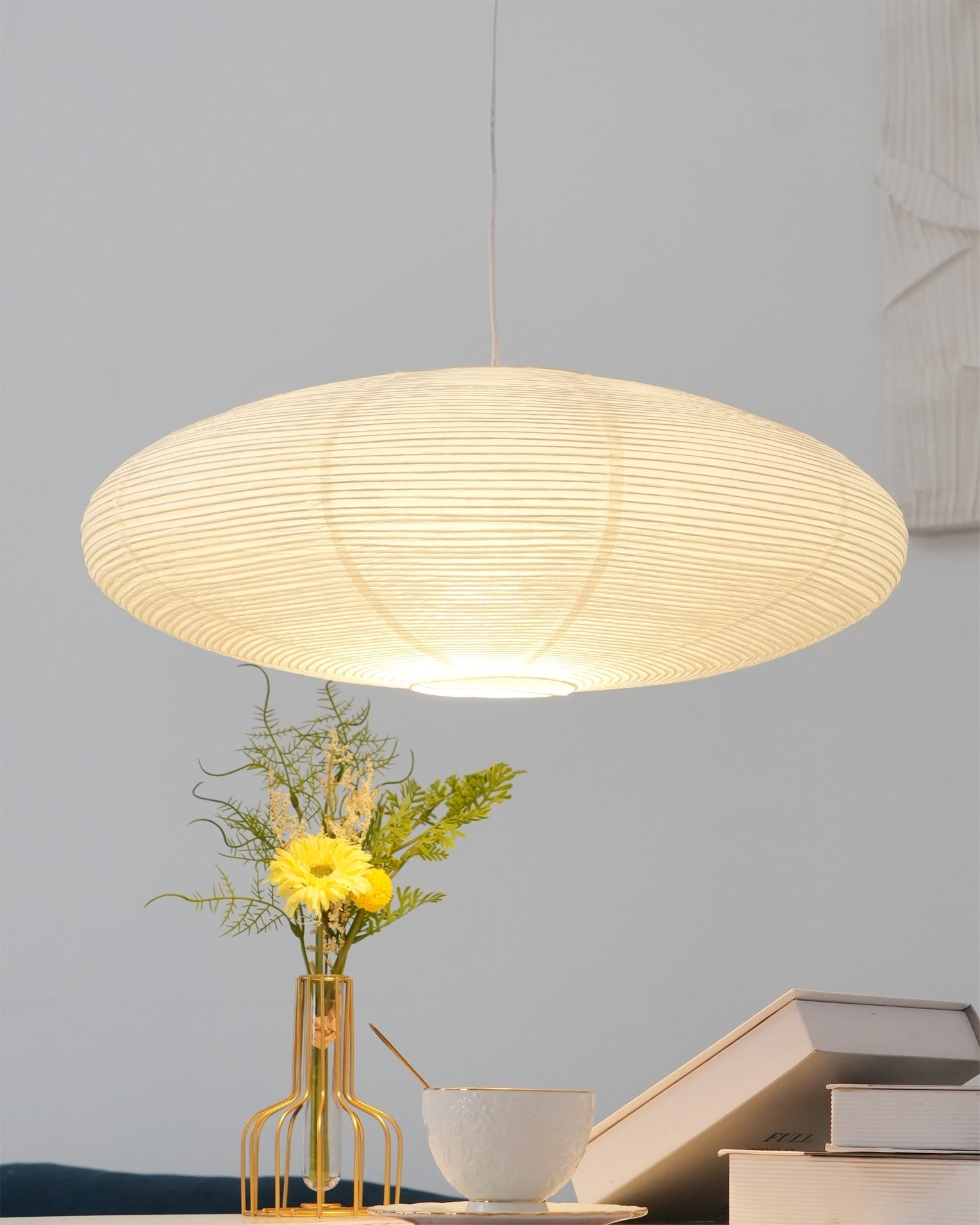 Washi Paper Swag Pendant Light, Mulberry Shade, E26/E27, Plug-In