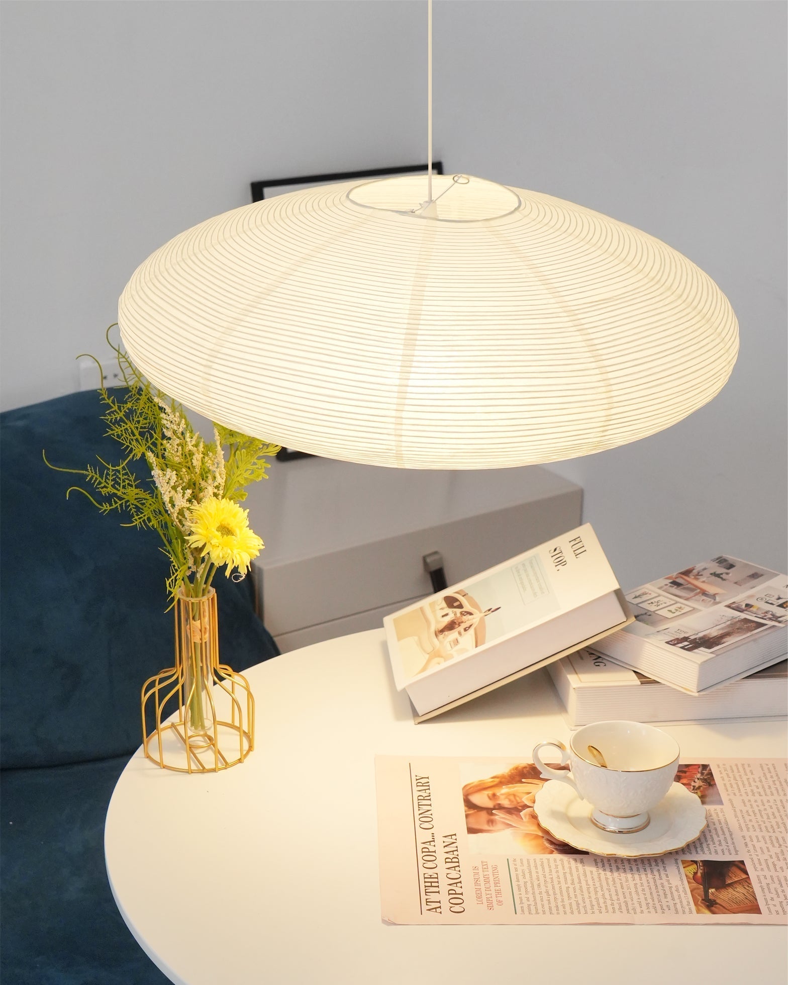 Washi Paper Swag Pendant Light, Mulberry Shade, E26/E27, Plug-In