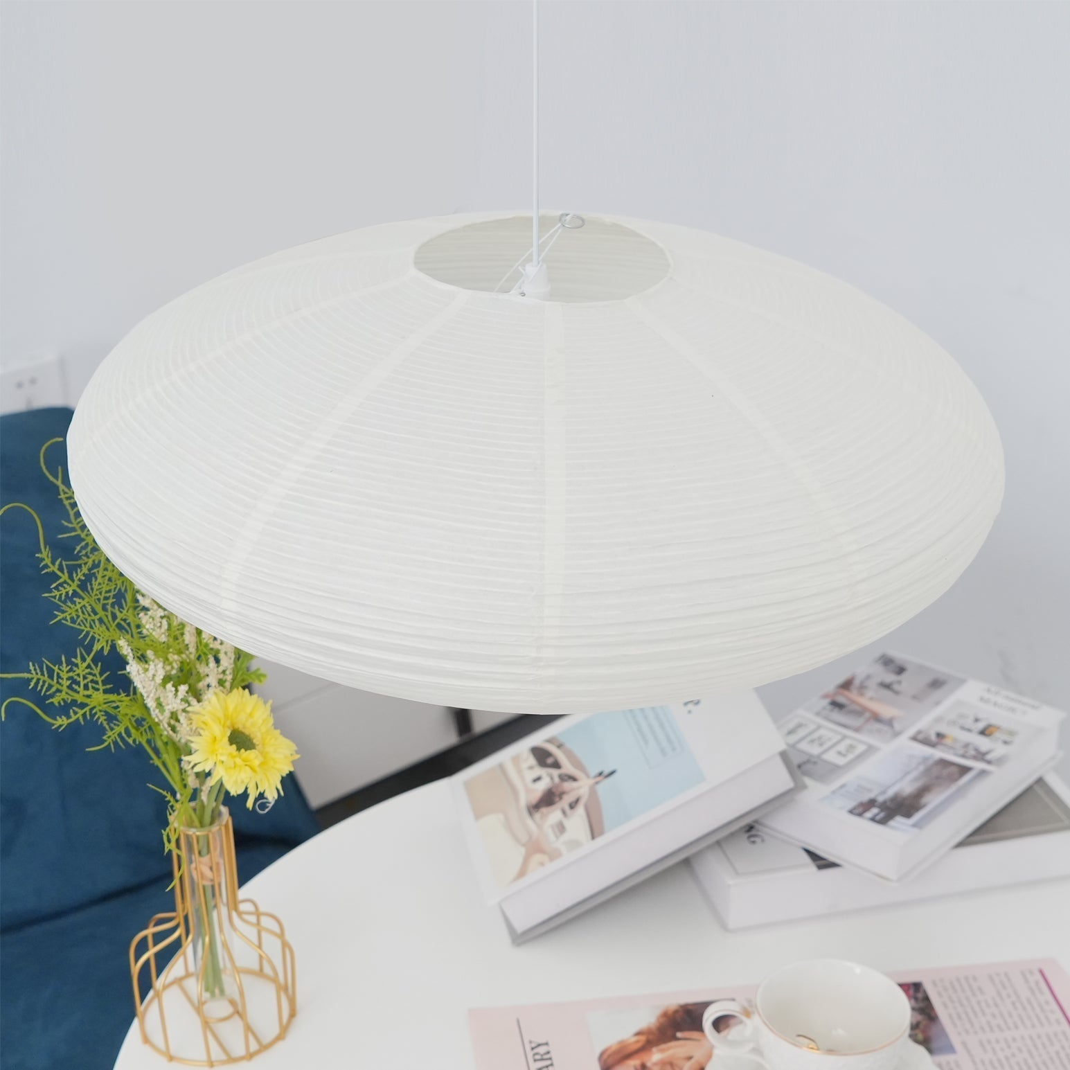 Washi Paper Swag Pendant Light, Mulberry Shade, E26/E27, Plug-In