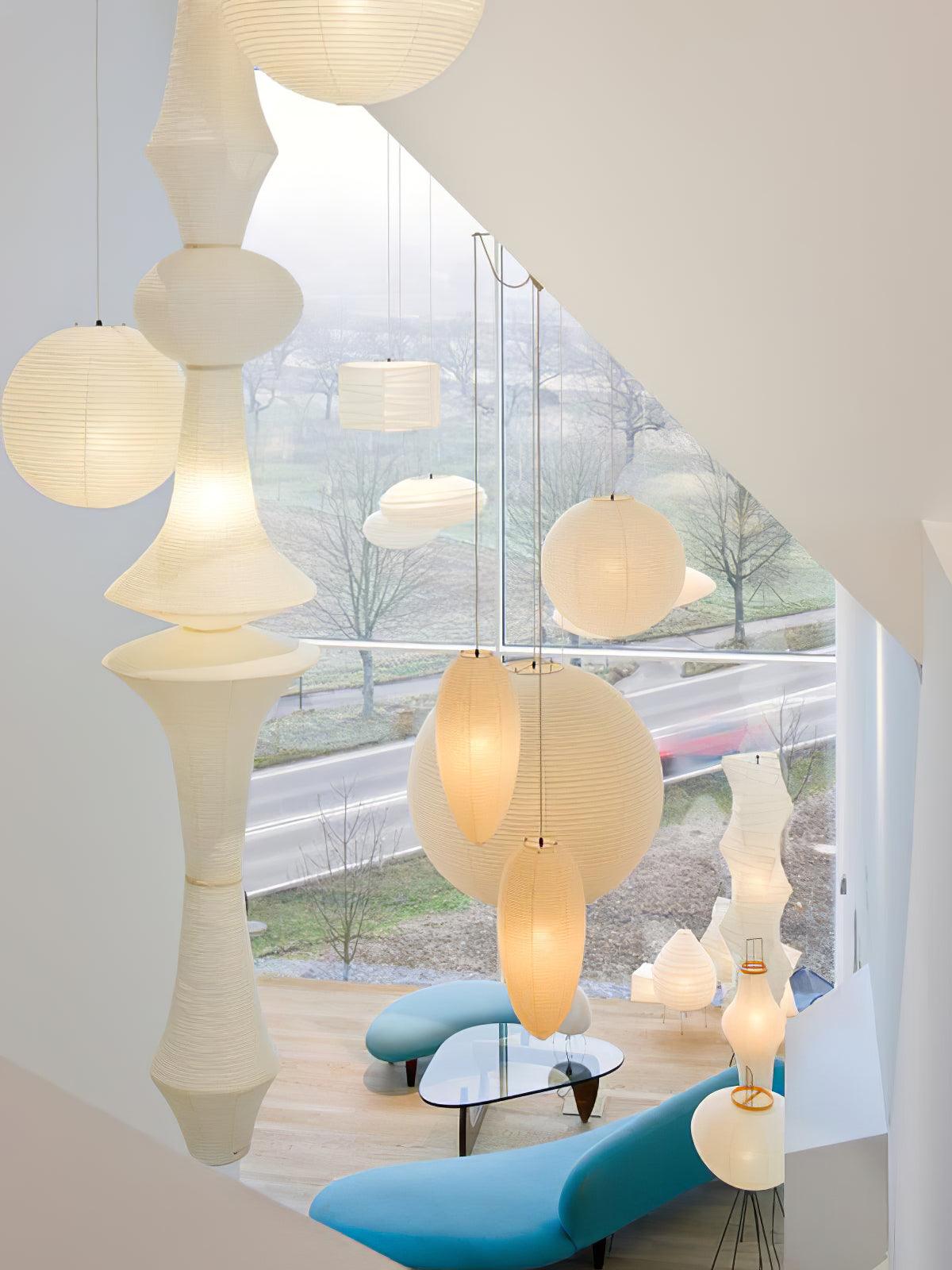 Washi Paper E Pendant Light, Tall Mulberry Shade, E26/E27, Hardwired