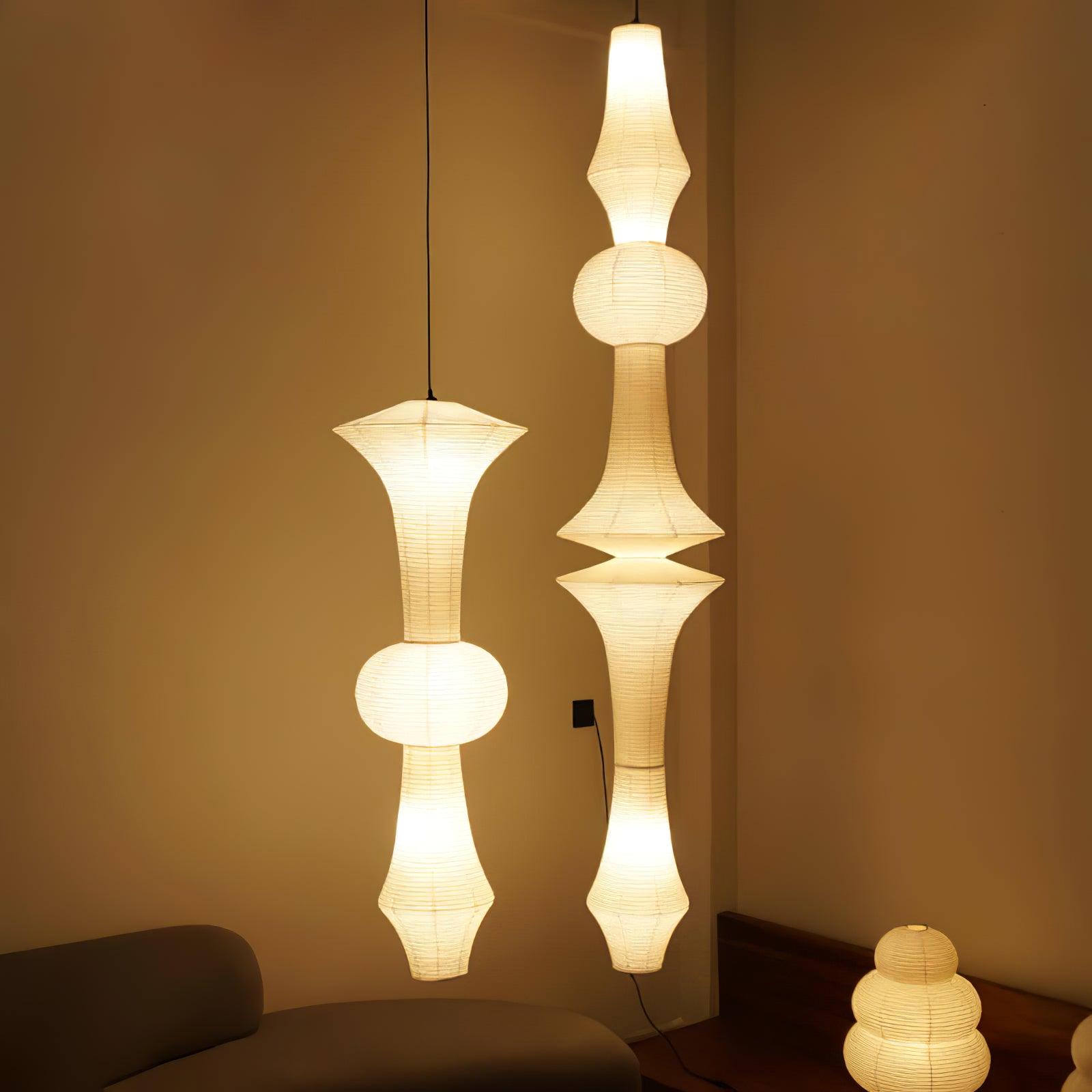 Washi Paper E Pendant Light, Tall Mulberry Shade, E26/E27, Hardwired