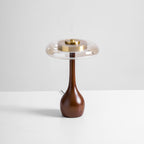 Sienna Table Lamp, Walnut Wood Base, Amber Glass Shade, LED