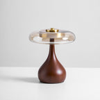 Sienna Table Lamp, Walnut Wood Base, Amber Glass Shade, LED