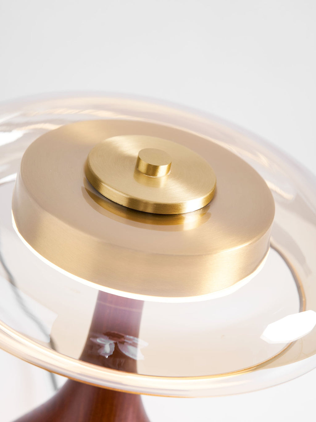 Sienna Table Lamp, Walnut Wood Base, Amber Glass Shade, LED