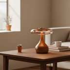 Sienna Table Lamp, Walnut Wood Base, Amber Glass Shade, LED