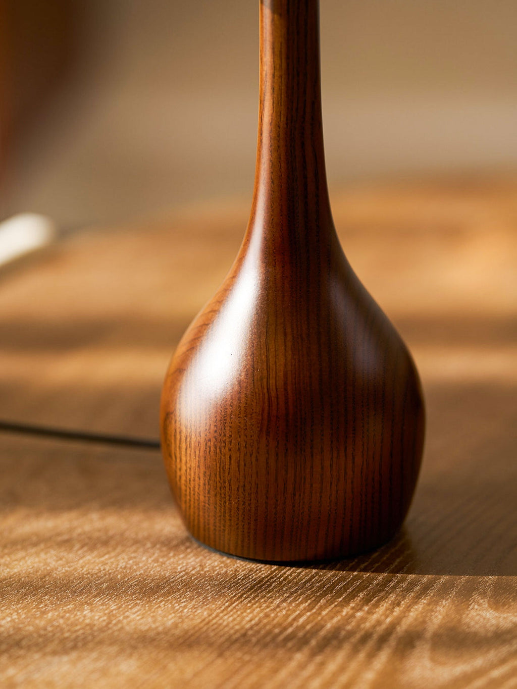 Sienna Table Lamp, Walnut Wood Base, Amber Glass Shade, LED
