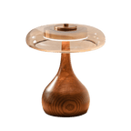 Sienna Table Lamp, Walnut Wood Base, Amber Glass Shade, LED