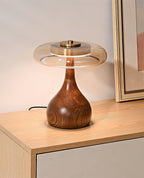 Sienna Table Lamp, Walnut Wood Base, Amber Glass Shade, LED