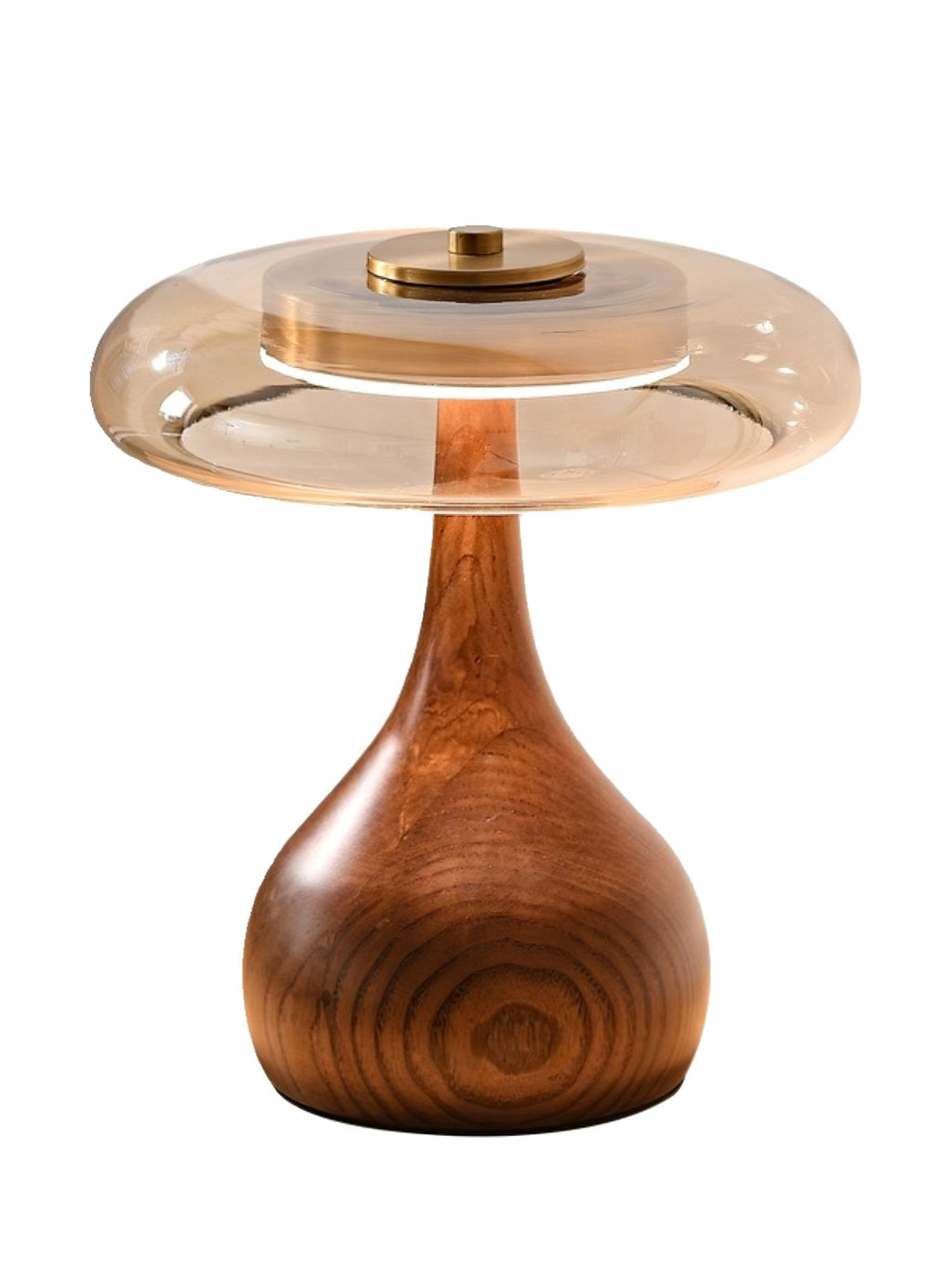 Sienna Table Lamp, Walnut Wood Base, Amber Glass Shade, LED