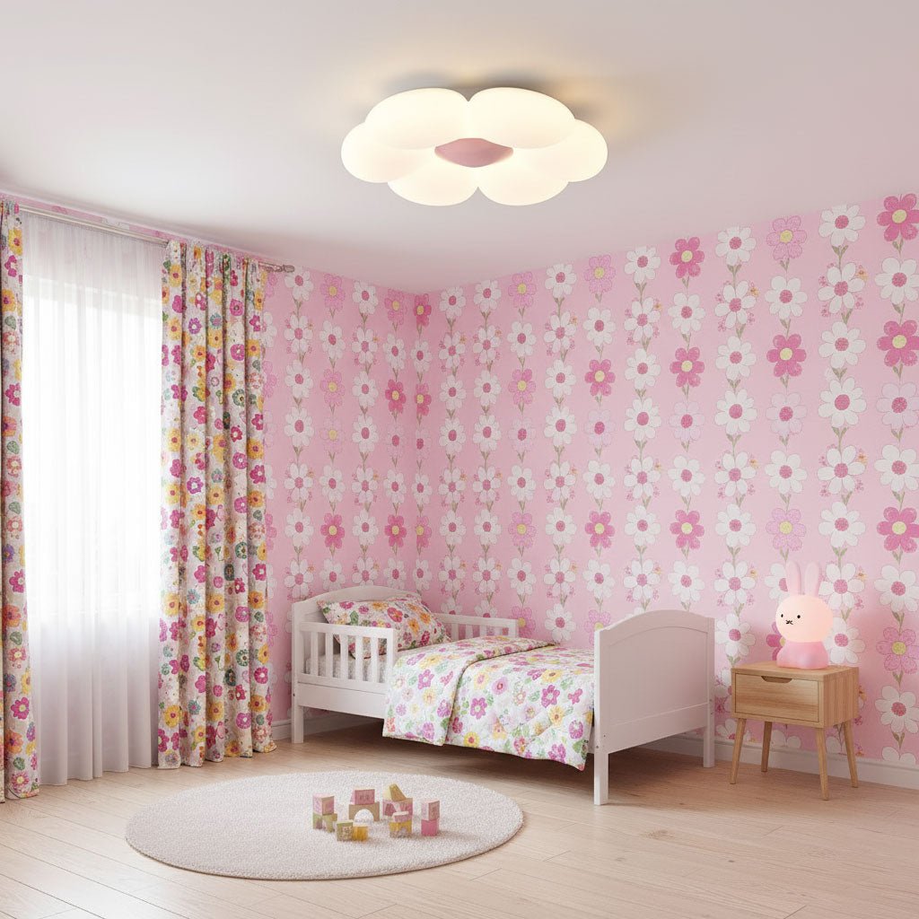 Flower Ceiling Light, Six-Petal Acrylic Shade, Integrated LED, Dimmable