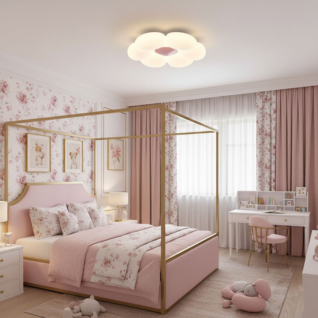 Flower Ceiling Light, Six-Petal Acrylic Shade, Integrated LED, Dimmable