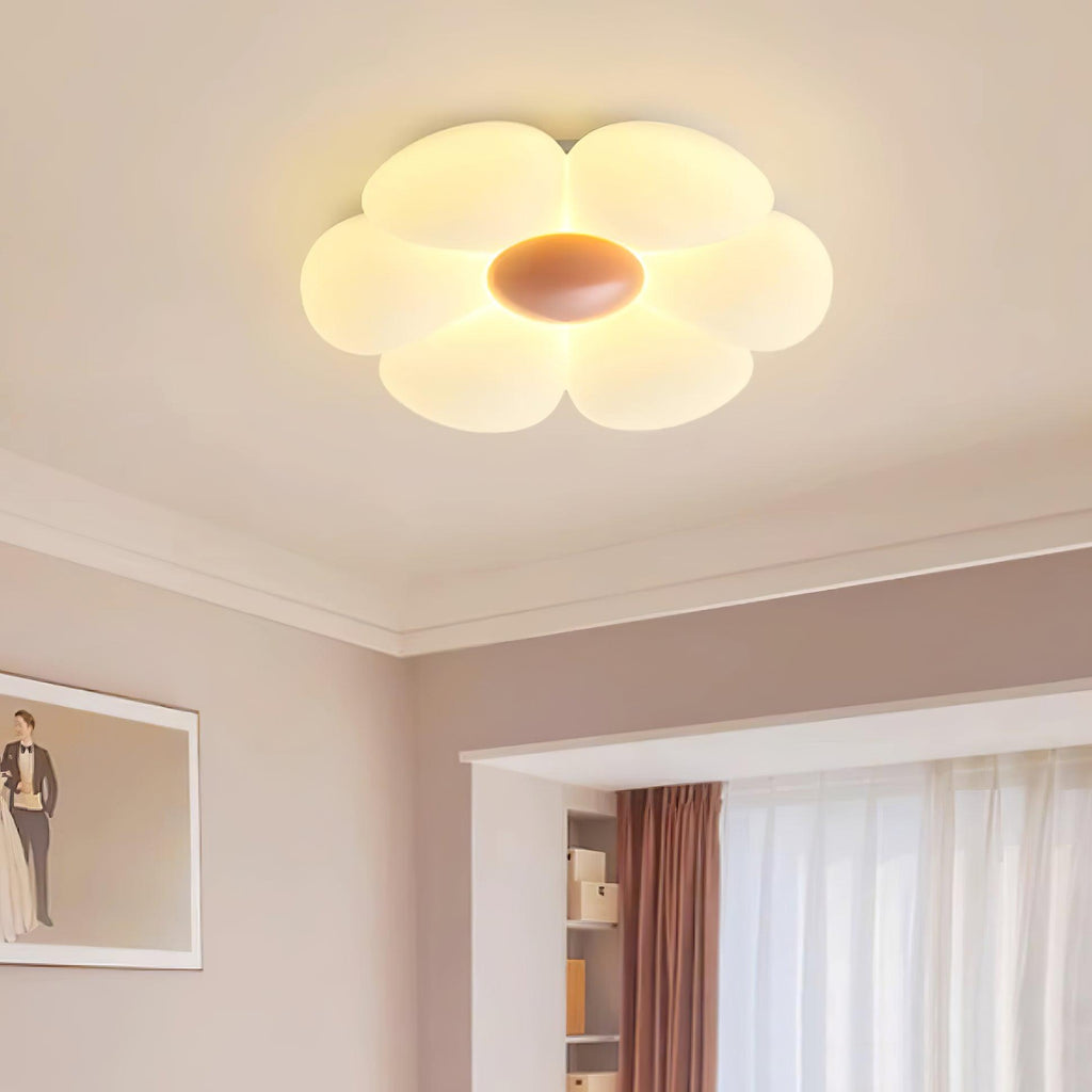 Flower Ceiling Light, Six-Petal Acrylic Shade, Integrated LED, Dimmable