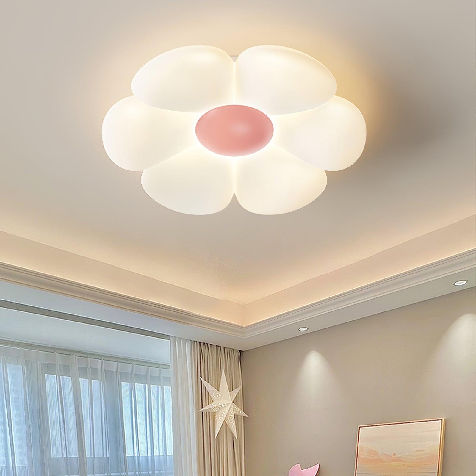 Flower Ceiling Light, Six-Petal Acrylic Shade, Integrated LED, Dimmable