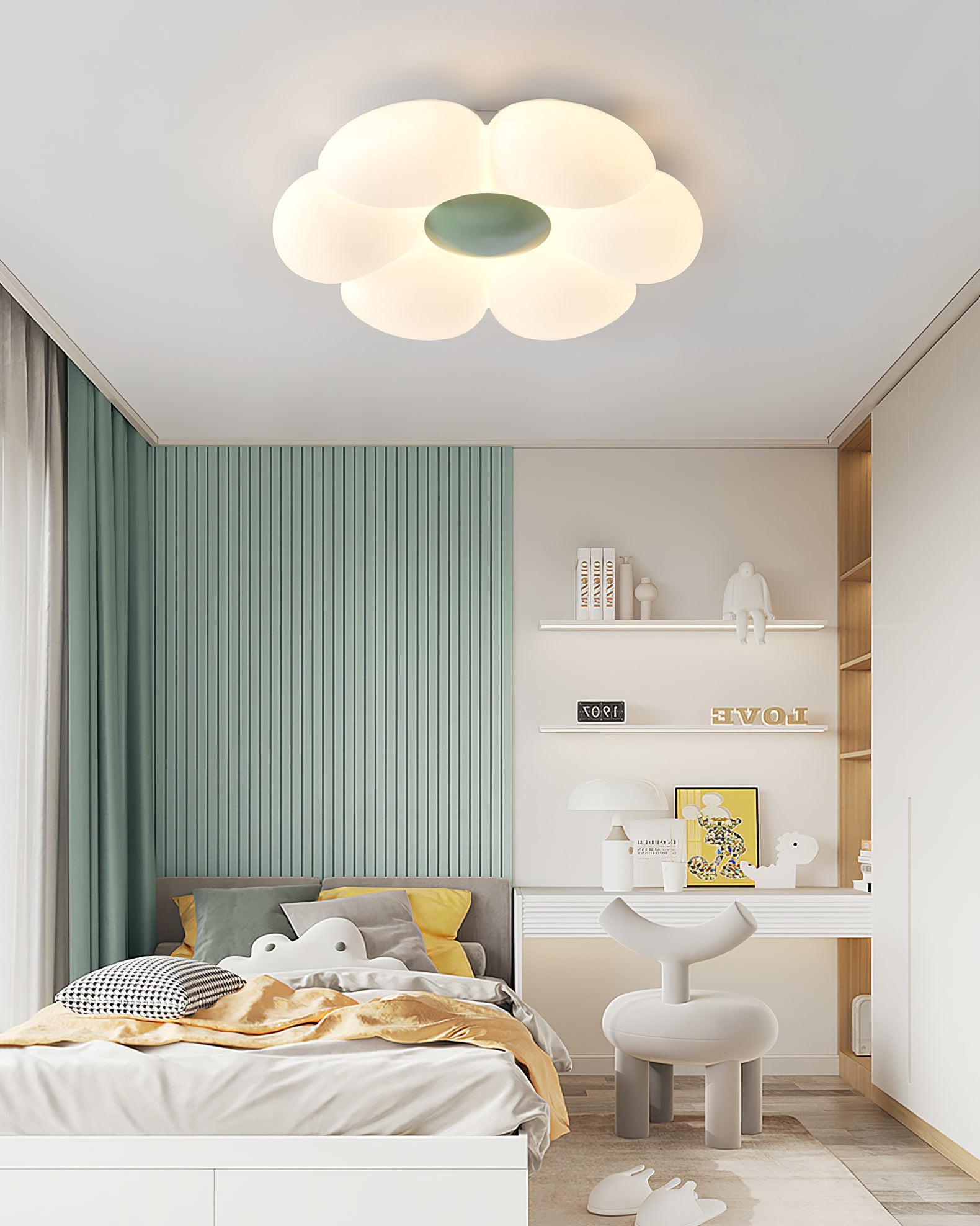 Flower Ceiling Light, Six-Petal Acrylic Shade, Integrated LED, Dimmable