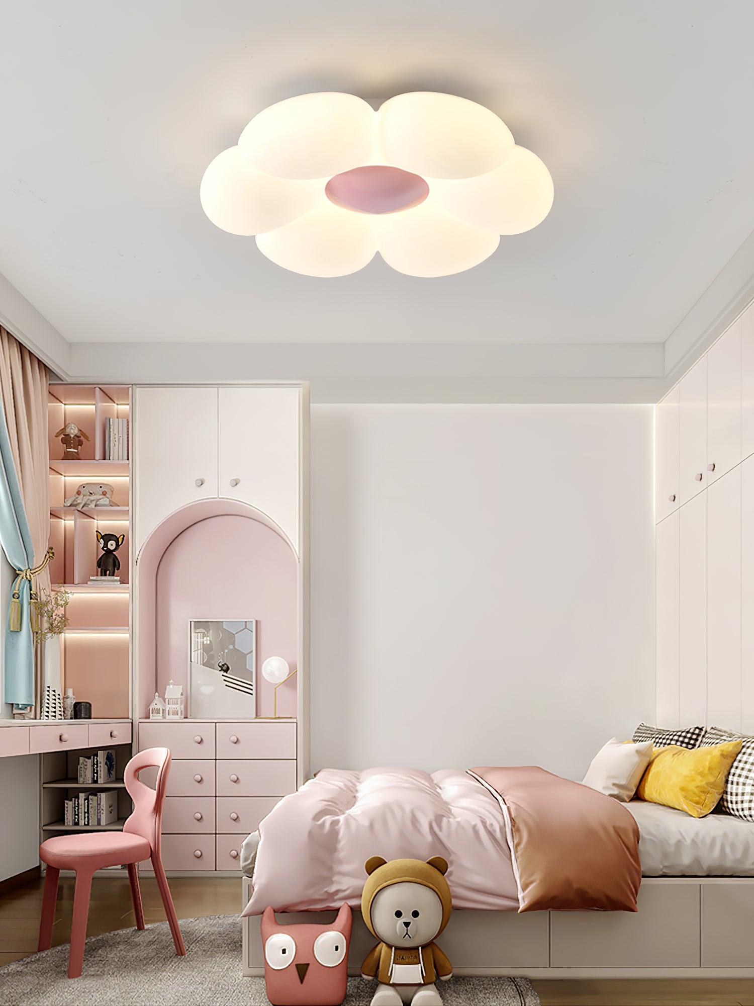 Flower Ceiling Light, Six-Petal Acrylic Shade, Integrated LED, Dimmable