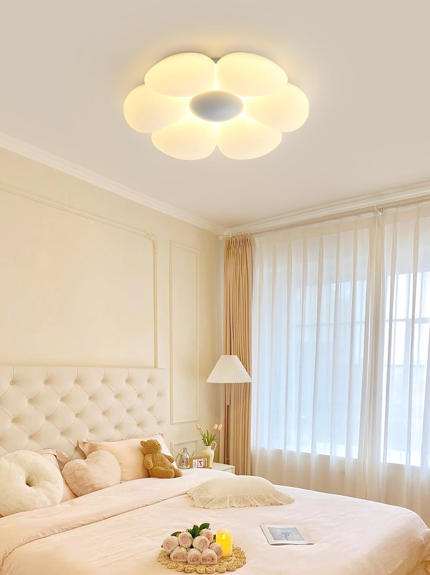 Flower Ceiling Light, Six-Petal Acrylic Shade, Integrated LED, Dimmable