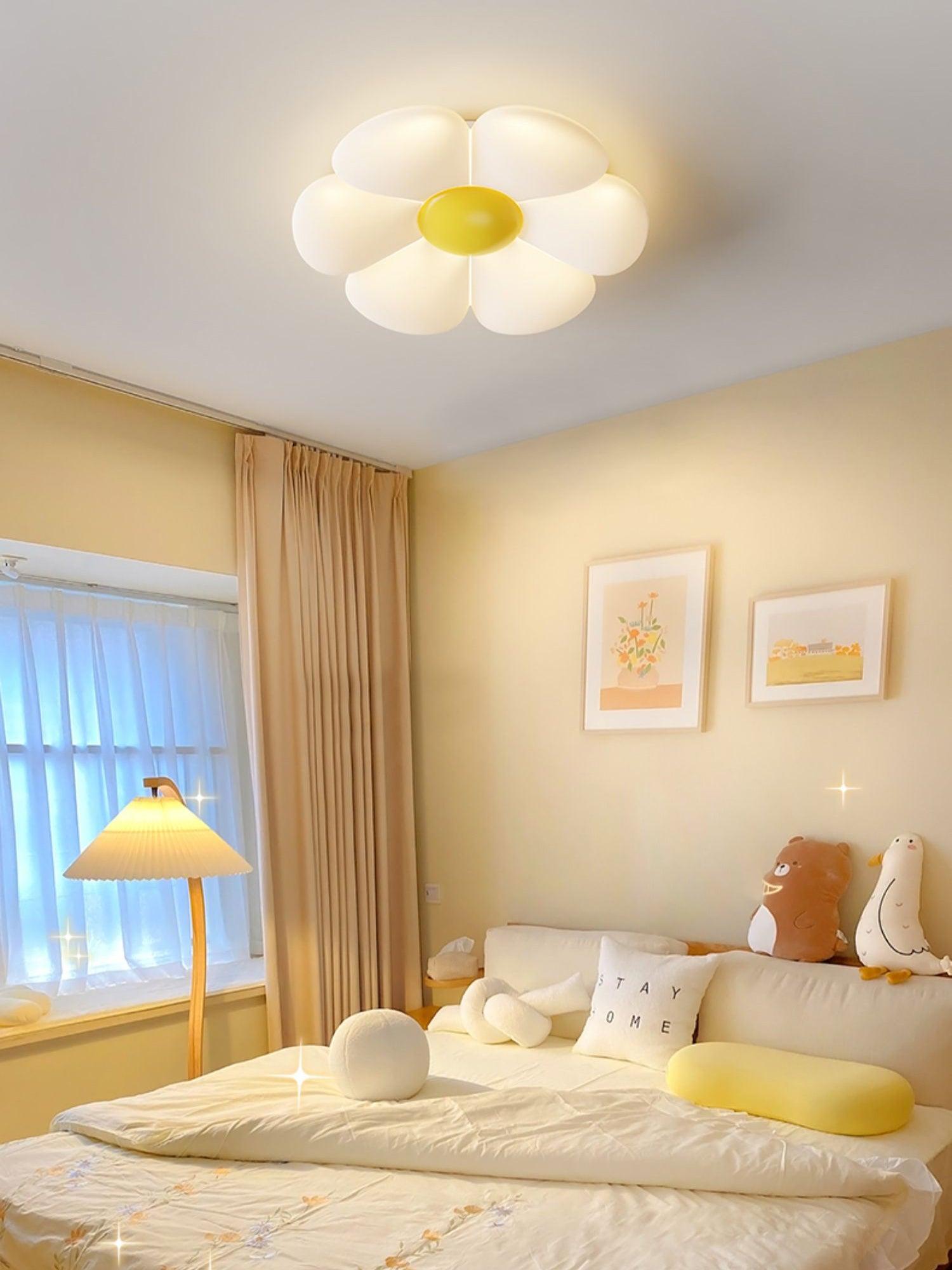 Flower Ceiling Light, Six-Petal Acrylic Shade, Integrated LED, Dimmable