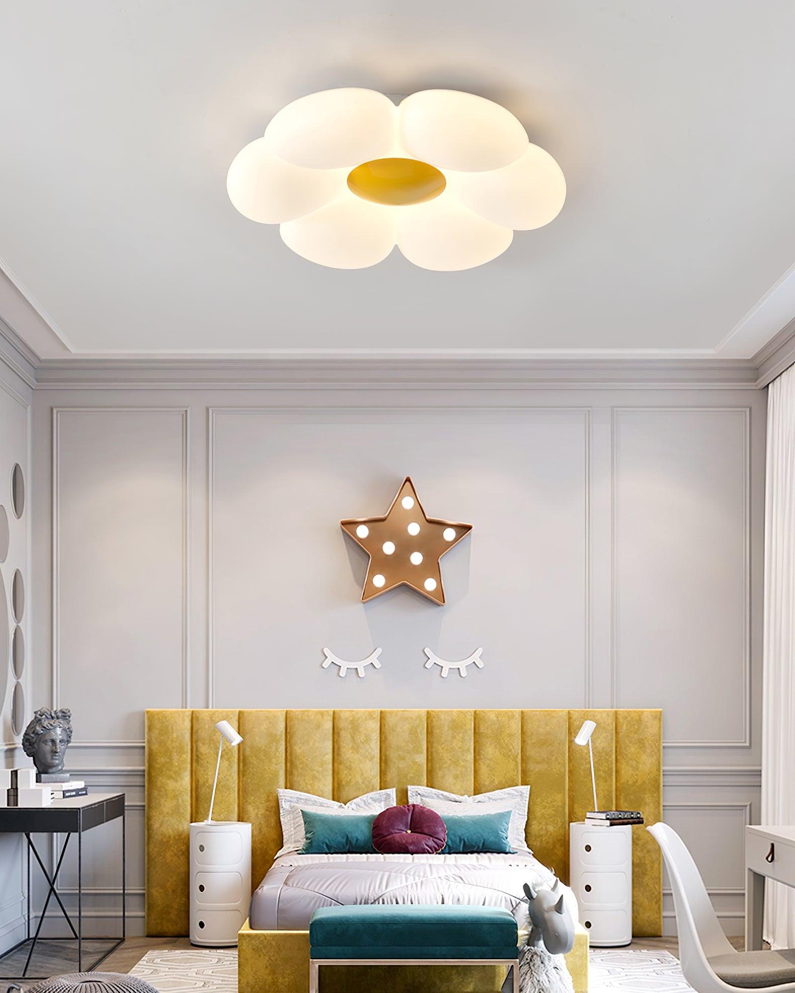 Flower Ceiling Light, Six-Petal Acrylic Shade, Integrated LED, Dimmable